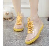 Jalea transparente antideslizante moda impermeable zapatos zapatos de lluvia botas de lluvia zapatos de goma overshoes terciopelo algodón botas de agua botas cortas de las mujeres