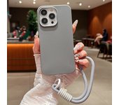 Leather Texture Soft TPU Lanyard Case For iPhone 16 15 Pro Max 14 Plus 13 12 Pro Max 11 Shockproof Solid Color Slim Phone Cover