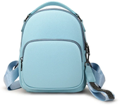 Mochila Mini  Compacta Bolsa de Viaje en Cuero Azul y Amarillo Bolsa de Hombro para Mujeres