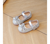 2024 Autumn New Children Leather Shoes for Girls Fashion Princess Style Soft Bottom Elegant Bowtie Beading Versatile Dress Shoes