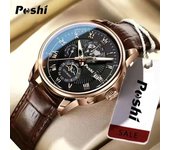 Premium luxury  POSHI Business Casual Sport Watches for Men Top Brand Leather Man Watch Clock Chronograph Quartz Wristwatch