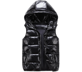 Chaleco clásico con capucha para hombre/mujer/niño, chaleco de algodón brillante con capucha de invierno, chaleco informal, chaqueta sin mangas para hombre, abrigos cálidos, sombrero