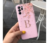 For Oppo Reno6 Z Reno 6 5G Case Letters A TO Z Black Pink Back Cover Liquid Silicone Bumper For Oppo Reno6 6z 5G Soft Housing