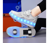 Zapatos de patín de 2 ruedas para mujer, zapatos de tendencia para niña con LED retráctil, zapatillas informales de doble propósito con ruedas