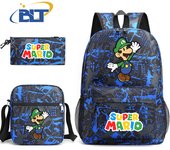 Mario printed student school bag set Children's shoulder bag backpack pencil case 3-piece set