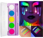 Paleta fluorescente UV para pintura facial Crema soluble en agua para pintura facial corporal Paleta para maquillaje escénico