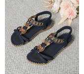 Sandalias de estilo bohemio para las mujeres, la primavera y el verano de nuevo tamaño grande plana flor sandalias de diamantes de imitación, dedo del pie abierto fuera de desgaste sandalias de playa