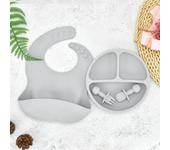 4 unids/set plato de comedor de silicona seguro para bebé, platos sólidos de dibujos animados para niños, juego de vajilla para bebé con cara sonriente, plato Retro para niños