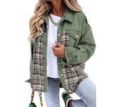 767 Women's long sleeved denim jacket, checkered shirt with buttons, autumn and winter top