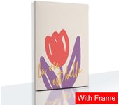 Simple Drawing Tulip Flowers Canvas Painting With Frame Flower Market Posters Nordic Bedroom Wall Art Print Pictures Home Decor