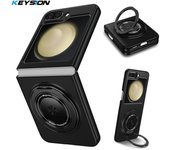 KEYSION Case for MagSafe for Samsung Z Flip 6 5 5G Hard Plastic Magnet Ring Stand Phone Back Cover for Galaxy Z Flip 5 6 5G
