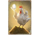 Hen Rooster Egg Coop Vintage Plate Decoration Home Decor Tin Poster for Farmer New Year Wall Art Metal Sign
