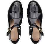 Fabric Rubber Buckle Strap Hoof Heels Low Sandals Woman Leather Low-heeled Slides Ho