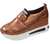 Wegde Heel Shoes for Women Height Increasing Sneakers Slip on Loafers Women PU Leather Casual Shoes Women Platform Sneakers