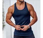 Four Seasons de punto Vertical Stripe Fitness Sports Chaleco ajustado Chaleco en forma de I para hombre