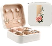Initial Printing Jewelry Case Jewelry Storage Box Travel Accessories for Women Can Hold Rings Earrings Necklaces Gifts for Girls