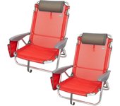 Pack de 2 sillas plegables 4 posiciones regulables para playa, jardín, terraza o camping, Medidas 51x45x76cm, Con cojín en el cabecero, Resistente, incluye asa de transporte (62264)
