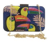 Toucan Bird Crystal Clutch Purses for Women Rhinestone Evening Bags Party Cocktail Prom Animal Handbag and Purse, Mini