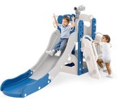 niños pequeños, tobogán pequeño con Forma de Dinosaurio con Marco de Bola, aro, Equipo de Juegos con tobogán para niños, tobogán para bebés de 1 a 3 años (Dinosaurio-Beige Gris)