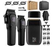 Professional Hair Clipper for Men, 3 in 1 Hair Clipper Beard Trimmer and Electric Foil Shaver Set with LED Display, Cordless Grooming Kit for Home, Travel, Barber, Ideal Gift for Him