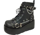 Night Knight Original Martin Boots Spice Girl Cabeza redonda de suela gruesa Super Cool Botas cortas Hebilla Botas Martin decorativas con cordones