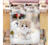 Quilt Cove Super Cute Kitten Kids Bedding Set Kawaii Girl King Queen Size Cute Cat Animal 3pcs Polyester Duvet Cover (No Sheet)