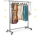 Burro Ropa, Perchero de Pie, Perchero Burro Ropa, Percheros de Ropa Resistente, Perchero Burro Ajustable de Metal con Ruedas - Altura Regulable - Burro Extensible para Ropa - 132 x 40 x 170 cm