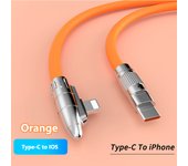 6A 120W 90° Elbow Super Fast Charge Cable USB To TypeC/iPhone PD Type-C/iPhone Metal Liquid Silicone Charger Data Line 1/1.5/2M