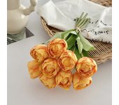 9pcs 9 Heads Artificial Tulip Bouquet Real Touch Realistic Silk Tulip Flower Handmade Burnt Edge Fake Flowers