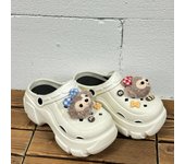 Super deal EVA Cros Women Shoes，2025 summer new 8cm height shoes, women's sandals,  Cute Cros Beach Shoes with Decoration Duffy and Sherry Mei/Bubble Mart/Silver Hello Kitty/Bottle Hello Kitty/Crayon Shin chan Little White