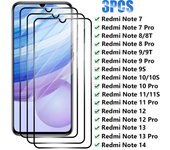 3PCS Full Tempered Glass for Xiaomi Redmi Note 7 8 9 10 Pro 8T 9T 9S 10S 11S Screen Protector For Redmi Note 11 12 13 Pro 14 5G