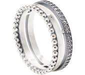 A  fashionable silver ring paving type beads, suitable for women's wedding jewelry with cubic zirconia, stars, moon, and flowers ,Mother's Day gift