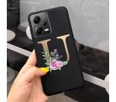 Fashion Rose Initial Letter Phone Case For Xiaomi Poco X5 5G PocoX5 Pro Soft Silicone TPU Back Cover For Poco X5 Pro X 5 X5Pro