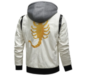 Autumn Winter Bomber Leather Jacket Men Scorpion Embroidery Hooded Jacket PU Leather Motorcycle Mens Ryan Gosling Drive Jacket