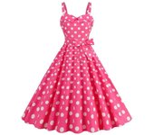 Vintage and Pink Square for Women, Retro Rockabilly Dress with Straps, Cocktail Party 50s & 40s, Flying Dress, Summer Dresses