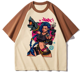 Hot Anime Arcane Jinx T Shirt Men Women Kawaii Cartoon Graphic Tees Hip Hop 90s Harajuku T-shirt Streetwear Male