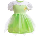 100% Cotton Little Girl Tinker Bell Fairy Princess Dress Kids Birthday Party Christening Dresses Baby Summer Green Dresses