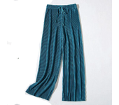 Women's Pleated Loose Ice Silk Casual Cropped Pants Wide Leg Trouse Home Classic Sports Wear Girls Clothes Black Top