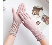 Guantes de algodón para mujer, manoplas de media longitud, estampado negro, para ciclismo, pantalla táctil fina, conducción de coche, novedad de 2024