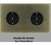 86 Type Antique Bronze Pattern Stainless Steel Panel Wall Light Toggle Switch EU FR Socket USB Type C Charging Port