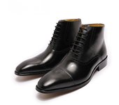 Botas de cuero para hombre Punta con cordones Botas clásicas de tres articulaciones para hombre
