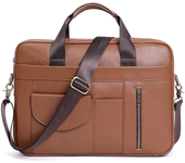 Maletín de cuero genuino para hombre, bolsa de mensajero para ordenador portátil de 15,6 pulgadas, grande, Vintage, para oficina