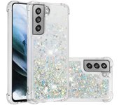 Funda Galaxy S21 FE, liquid glitter protección de silicona de parachoques tpu suave a prueba de golpes pesados