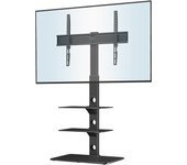 Soporte Suelo TV para Pantallas LED OLED LCD Plasma de 30 a 70 Pulgadas hasta 40 kg, Soporte TV Pie Altura Ajustable con Estantes de Vidrio Templado de 3 Niveles, MAX VESA 600x400 mm