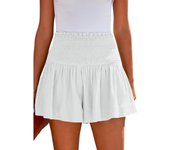 Pantalones cortos para mujeres pantalones cortos plisados de cintura alta de color sólido casual pantalones