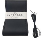 36/40 cm DIY Steering Wheel Covers Soft Leather Braid On The Steering-wheel Of Car With Needle And Thread Interior Accessories