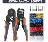 Ferrule Crimping Tool Kit, Hexagonal sawtooth Self-adjustable Ratchet Wire Terminals Crimper Kit with Wire Terminals kits