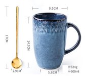 600ml Europe Retro Ceramic Mug With Spoon Coffee Creative Office Office Tea Drink Drinkware Couples Gift