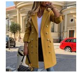 Chaqueta cortavientos con solapa de doble botonadura para mujer, abrigo ajustado, invierno, nuevo