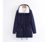 Winter coat, cotton jacket, medium length, thin waist, scarf jacket, thick women's coat